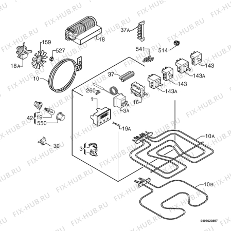 Взрыв-схема плиты (духовки) Privileg 655923_60250 - Схема узла Electrical equipment 268