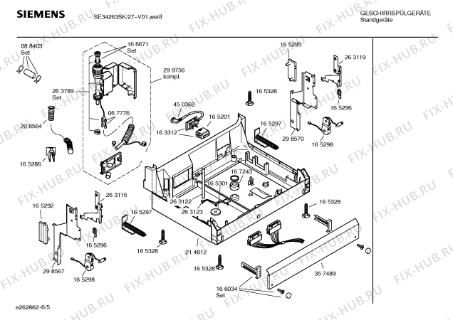 Взрыв-схема посудомоечной машины Siemens SE34263SK - Схема узла 05
