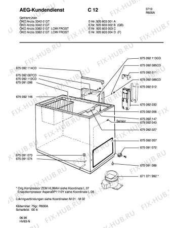 Взрыв-схема холодильника Aeg ARC3382-2 GT - Схема узла Housing 001