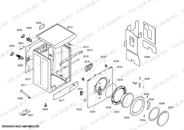 Взрыв-схема стиральной машины Bosch WFO161A Exclusiv Maxx WFO161A - Схема узла 02