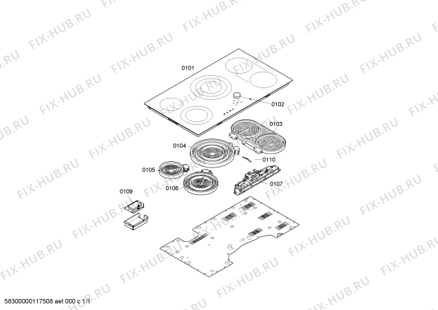 Схема №1 CE491210 с изображением Модуль для печи Bosch 00660453