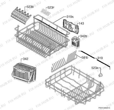 Взрыв-схема посудомоечной машины Electrolux ESF47020XR - Схема узла Basket 160