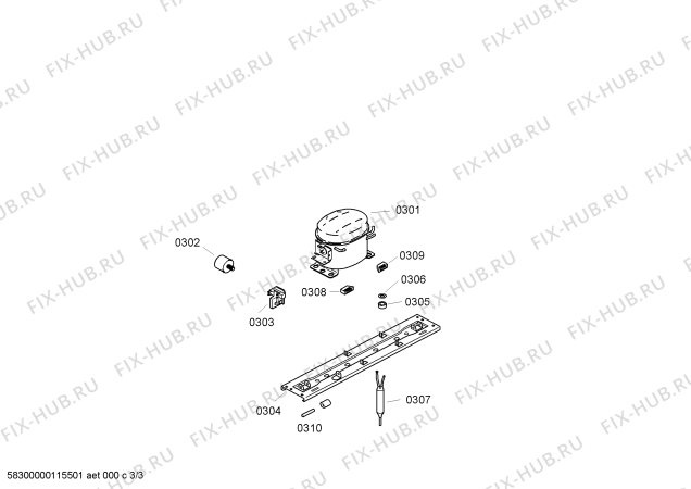 Взрыв-схема холодильника Siemens KK25F56TI - Схема узла 03