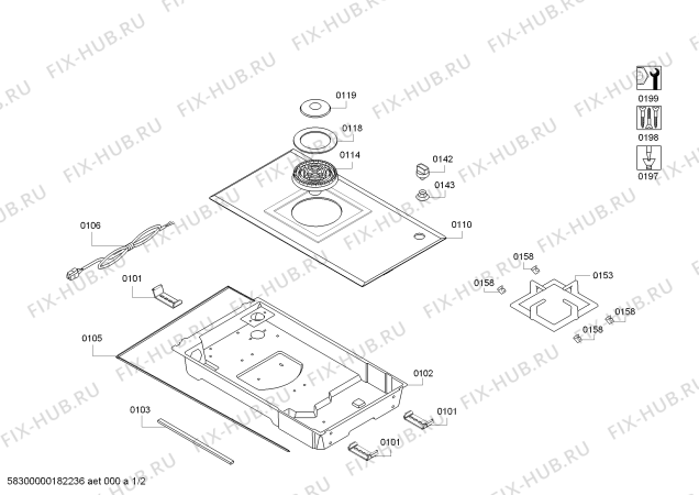 Схема №2 3EB1030LSB 1W HE C30F BA (SEMI-PROFI с изображением Варочная панель для плиты (духовки) Bosch 00770230