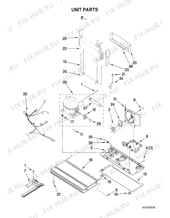 Схема №7 GB5525PEAW с изображением Рукоятка для холодильной камеры Whirlpool 482000006839