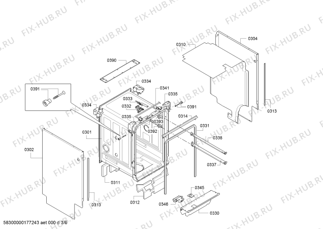 Взрыв-схема посудомоечной машины Bosch SPV86S00DE Exclusiv. Made in Germany - Схема узла 03