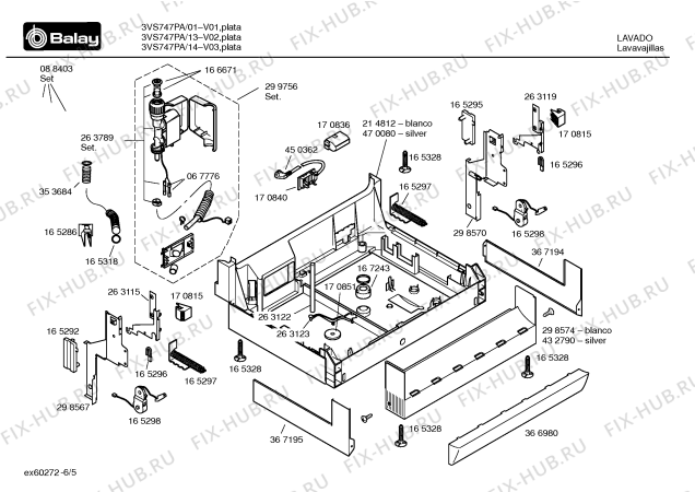 Взрыв-схема посудомоечной машины Balay 3VS747PA VS747 - Схема узла 05