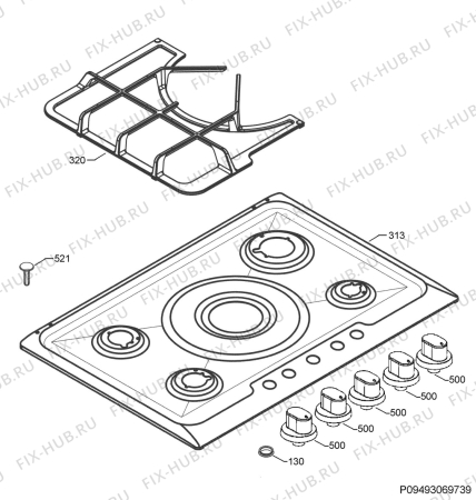 Взрыв-схема плиты (духовки) Electrolux PX780UOV - Схема узла Hob