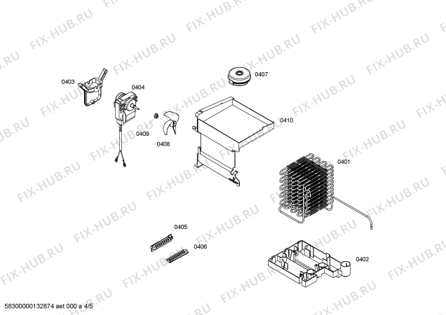 Взрыв-схема холодильника Bosch KGN57A00NE - Схема узла 04