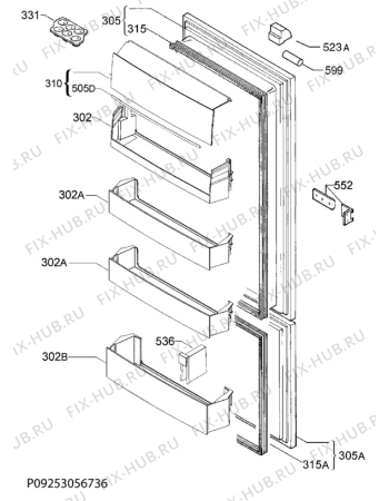 Взрыв-схема холодильника Electrolux ENN2857COW - Схема узла Door 003