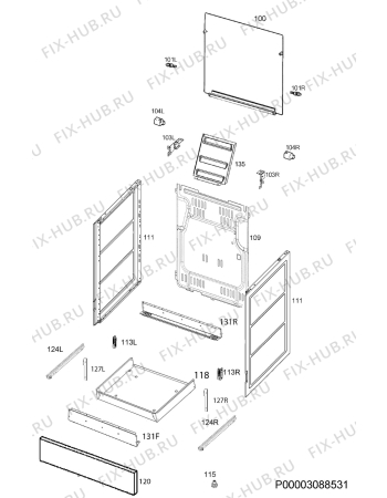 Взрыв-схема плиты (духовки) Electrolux EKG961102W - Схема узла Housing 001