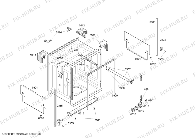 Схема №6 SHU3336UC DLX с изображением Внешняя дверь для посудомойки Bosch 00214750