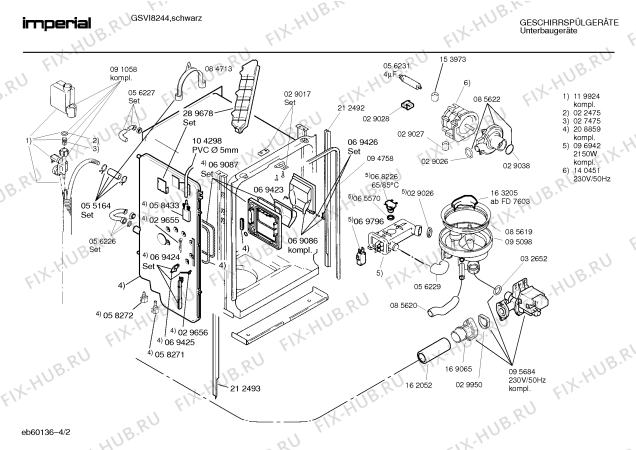 Взрыв-схема посудомоечной машины Imperial GSVI8244 - Схема узла 02