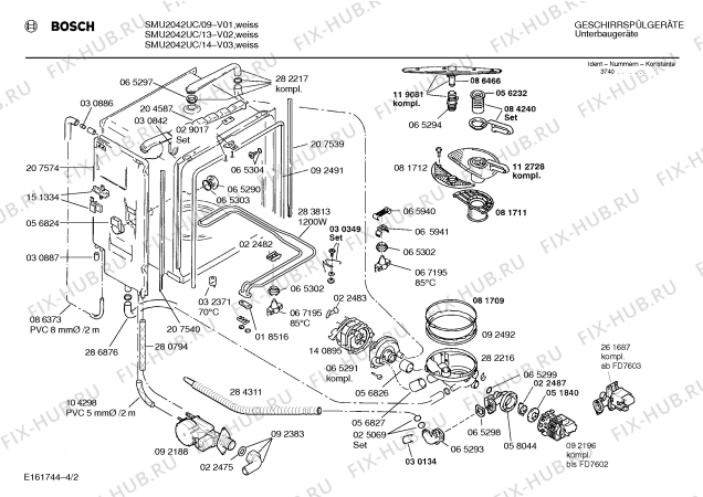 Схема №4 SMU4092UC с изображением Панель для электропосудомоечной машины Bosch 00286193