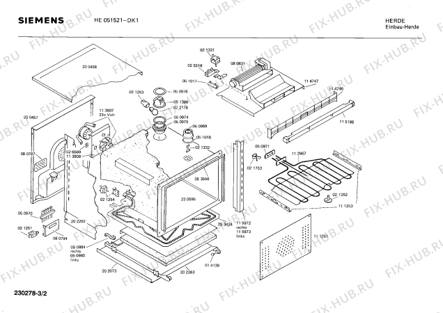 Взрыв-схема плиты (духовки) Siemens HE051521 - Схема узла 02