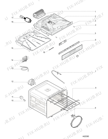 Взрыв-схема плиты (духовки) Hotpoint-Ariston FK104120XHA (F076835) - Схема узла