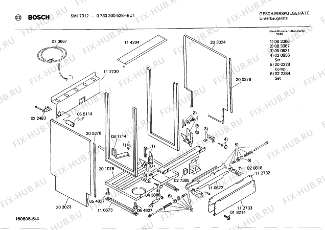 Схема №5 0730300528 SMI7312 с изображением Панель для электропосудомоечной машины Bosch 00116526
