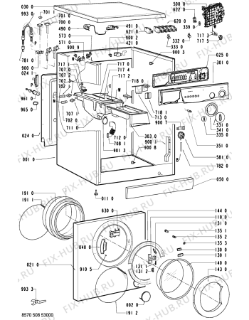 Схема №2 AWM 5080 с изображением Рукоятка для стиральной машины Whirlpool 481249878177