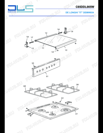Схема №5 DEMW 654 с изображением Панель для плиты (духовки) DELONGHI 35C65361D1