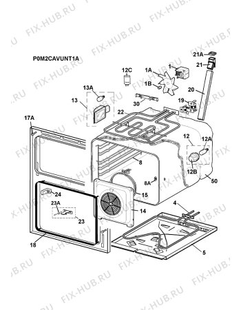 Взрыв-схема плиты (духовки) Husqvarna Electrolux QSG6205W 400V - Схема узла H10 Main Oven Cavity (large)