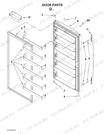 Схема №4 5VEV201NAQ с изображением Обрамление полки для холодильной камеры Whirlpool 482000013429