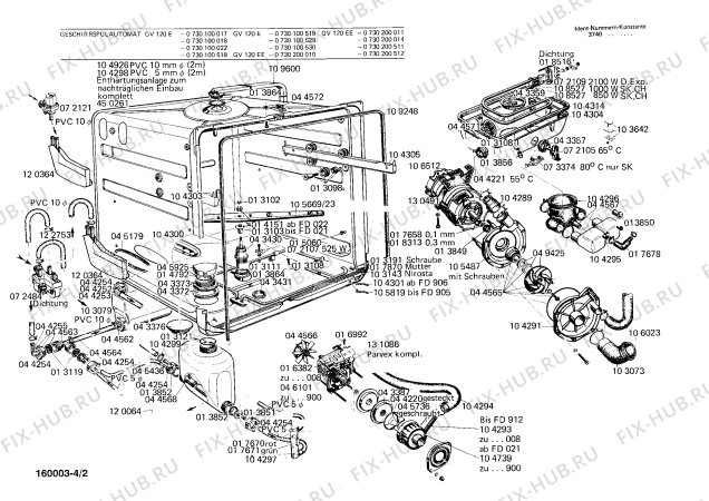 Взрыв-схема посудомоечной машины Bosch 0730100530 GV120E - Схема узла 02