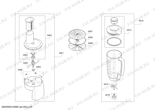 Взрыв-схема кухонного комбайна Bosch MUM56320CH - Схема узла 04