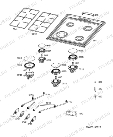 Взрыв-схема плиты (духовки) Electrolux EKK54953OW - Схема узла Hob