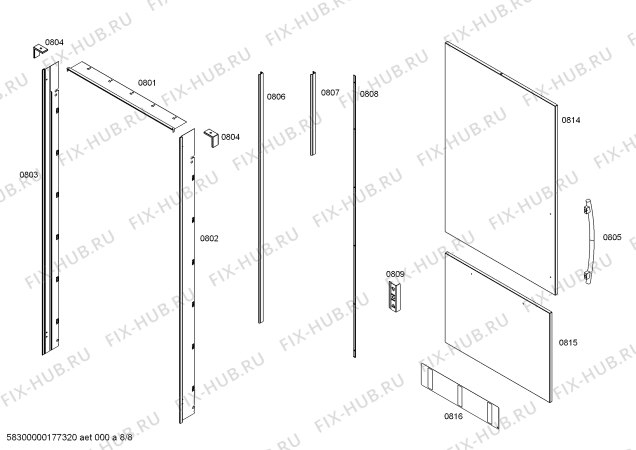 Схема №8 CIB30M1ER1 с изображением Монтажный набор для холодильника Bosch 12014679