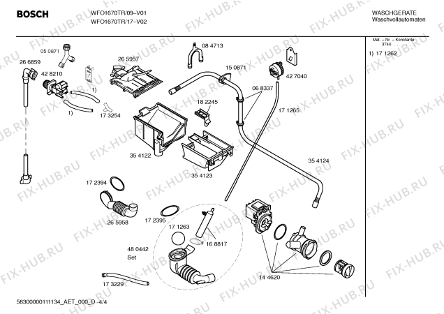 Схема №4 WFO1670TR с изображением Инструкция по эксплуатации для стиралки Bosch 00691648