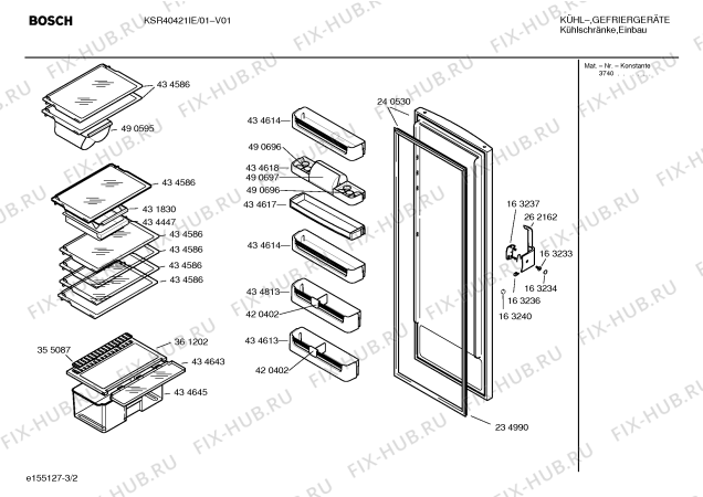 Взрыв-схема холодильника Bosch KSR40421IE - Схема узла 02