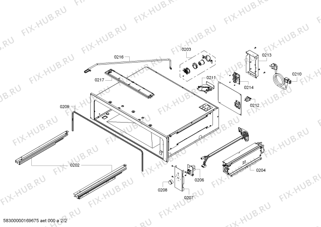 Взрыв-схема шкафа для подогрева посуды Gaggenau WS482110 - Схема узла 02