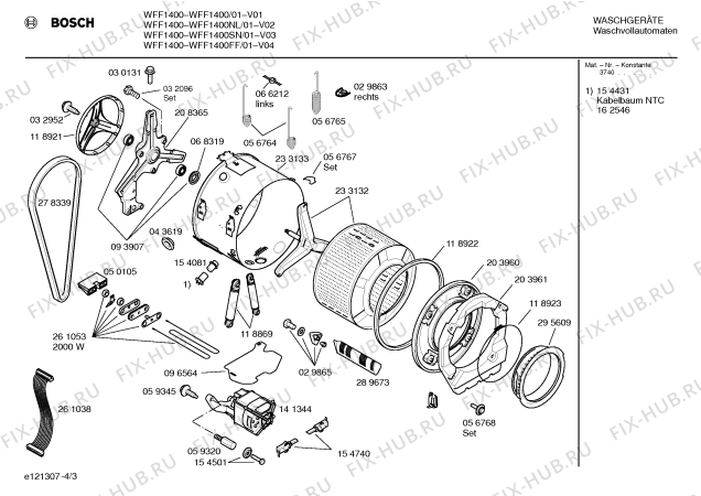 Взрыв-схема стиральной машины Bosch WFF1400FF, WFF1400 - Схема узла 03