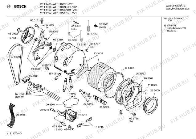 Взрыв-схема стиральной машины Bosch WFF1400NL, WFF1400 - Схема узла 03