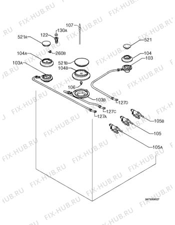 Взрыв-схема плиты (духовки) Rex RB651ES - Схема узла Functional parts 267