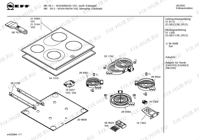 Схема №1 M1640N0 MK 59.1 с изображением Инструкция по установке/монтажу для плиты (духовки) Bosch 00521320