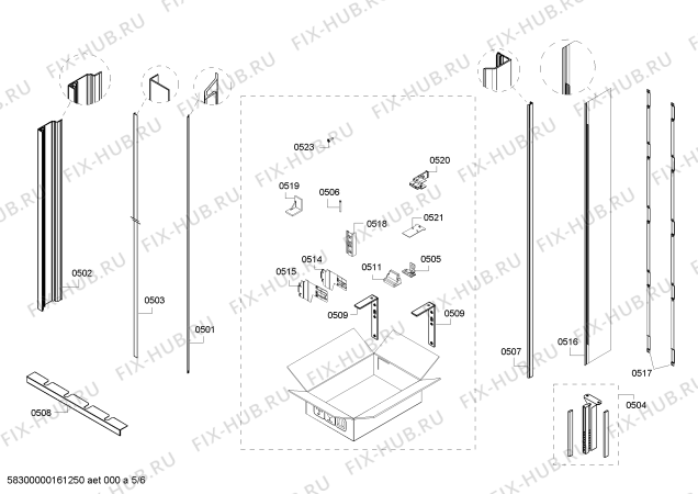Схема №6 T24IF800SP с изображением Шарнир крышки для холодильной камеры Bosch 00623713