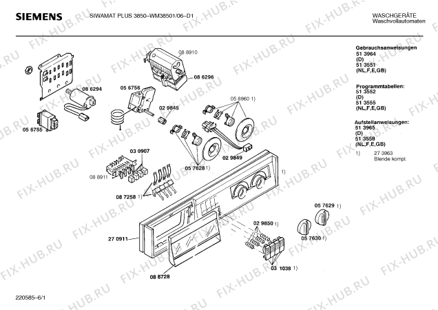 Схема №6 WM38501 SIWAMAT PLUS 3850 с изображением Программная индикация для стиралки Siemens 00058960