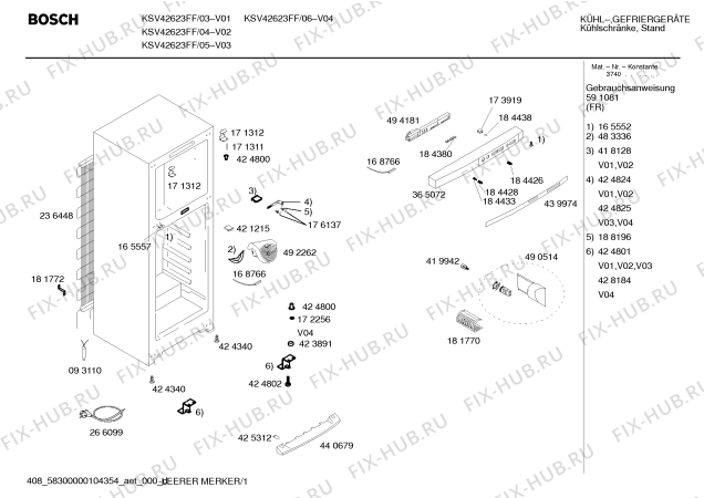 Схема №3 KSV42123GR с изображением Дверь для холодильника Bosch 00241880