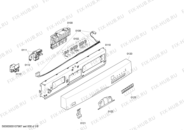 Схема №6 SGS46M12EU с изображением Передняя панель для посудомоечной машины Bosch 00449451