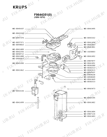 Взрыв-схема кофеварки (кофемашины) Krups F9644351(0) - Схема узла UP001885.8P3