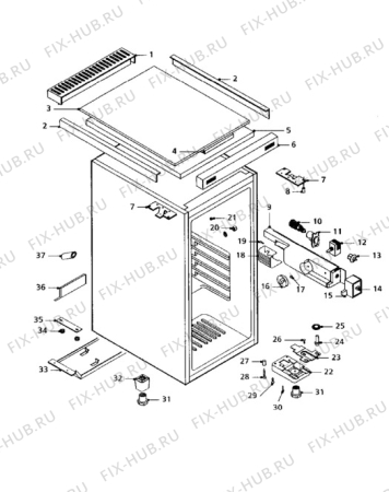 Взрыв-схема холодильника Tricity Bendix EBL5/3W - Схема узла Cabinet + furniture (extra)