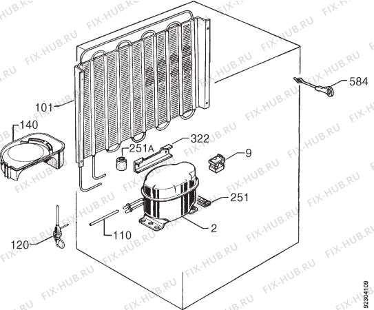 Взрыв-схема холодильника Electrolux ER6524T - Схема узла Cooling system 017