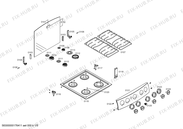 Схема №5 FN102P14SC с изображением Изоляция для плиты (духовки) Bosch 00219910