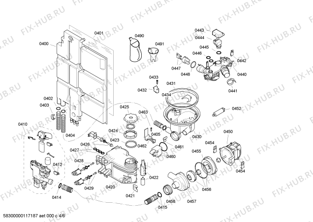 Взрыв-схема посудомоечной машины Gaggenau DF260160 - Схема узла 04