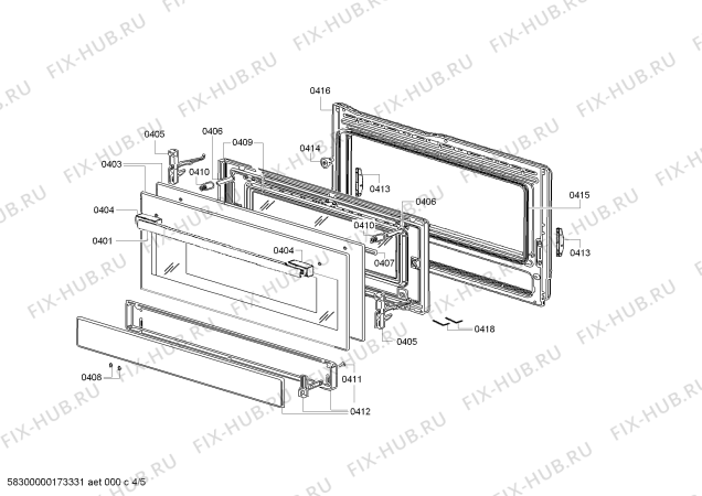 Схема №5 HSB738356M с изображением Вентиляционный канал для плиты (духовки) Bosch 00743376