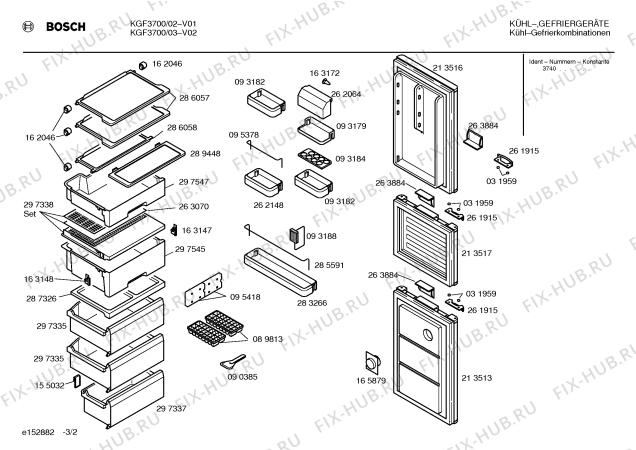 Схема №3 KG37F00 с изображением Инструкция по установке/монтажу для холодильника Bosch 00519810