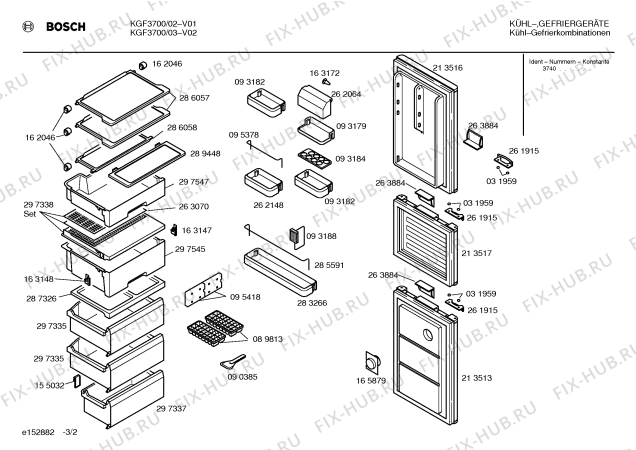 Схема №3 KGF3700 с изображением Ось для холодильника Bosch 00163172