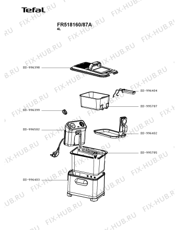 Схема №1 FR510170/87A с изображением Клавиша для тостера (фритюрницы) Tefal SS-996399