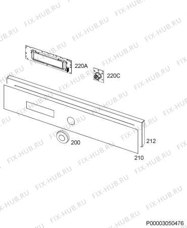 Взрыв-схема плиты (духовки) Aeg Electrolux BY9004000M - Схема узла Command panel 037